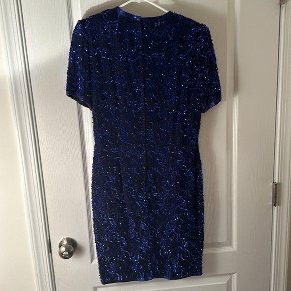 Stenay Vintage Blue Black Sequin 80s Cocktail Dress Size 10 Holiday New Years - Picture 6 of 6